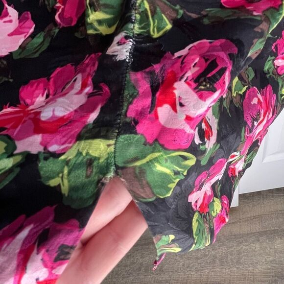 Vintage Silk Form Fitting Dress Floral Size 4 - Picture 13 of 14